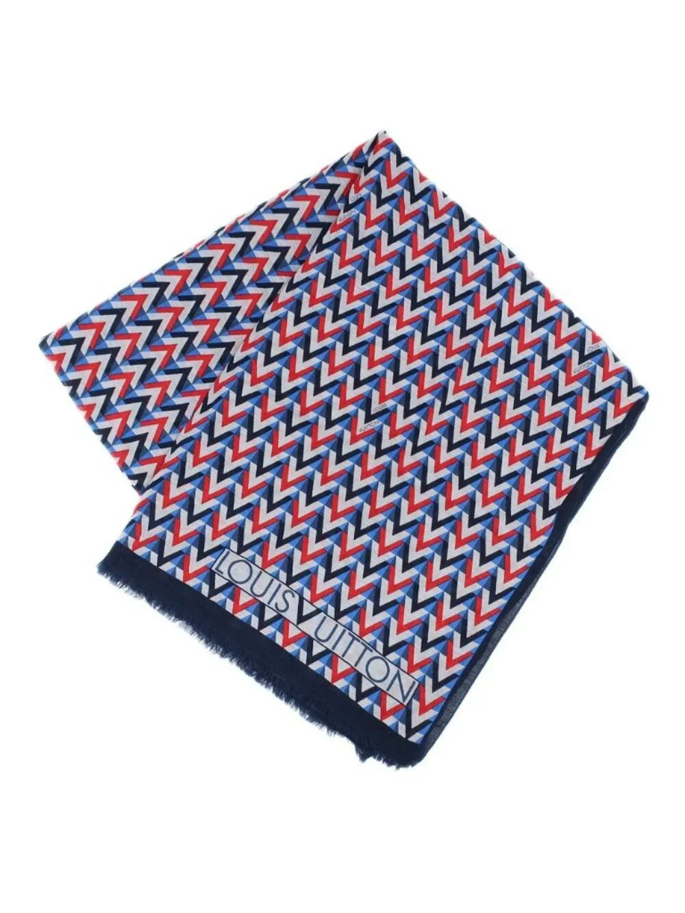 Louis Vuitton Ten Shawl Pattern Navy Cotton Hemp Scarf